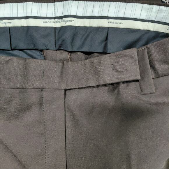 Salvatore Ferragamo Men Pants IT 42 US 32 Wool Silk Brown Dress Trouser Italy - Picture 5 of 12
